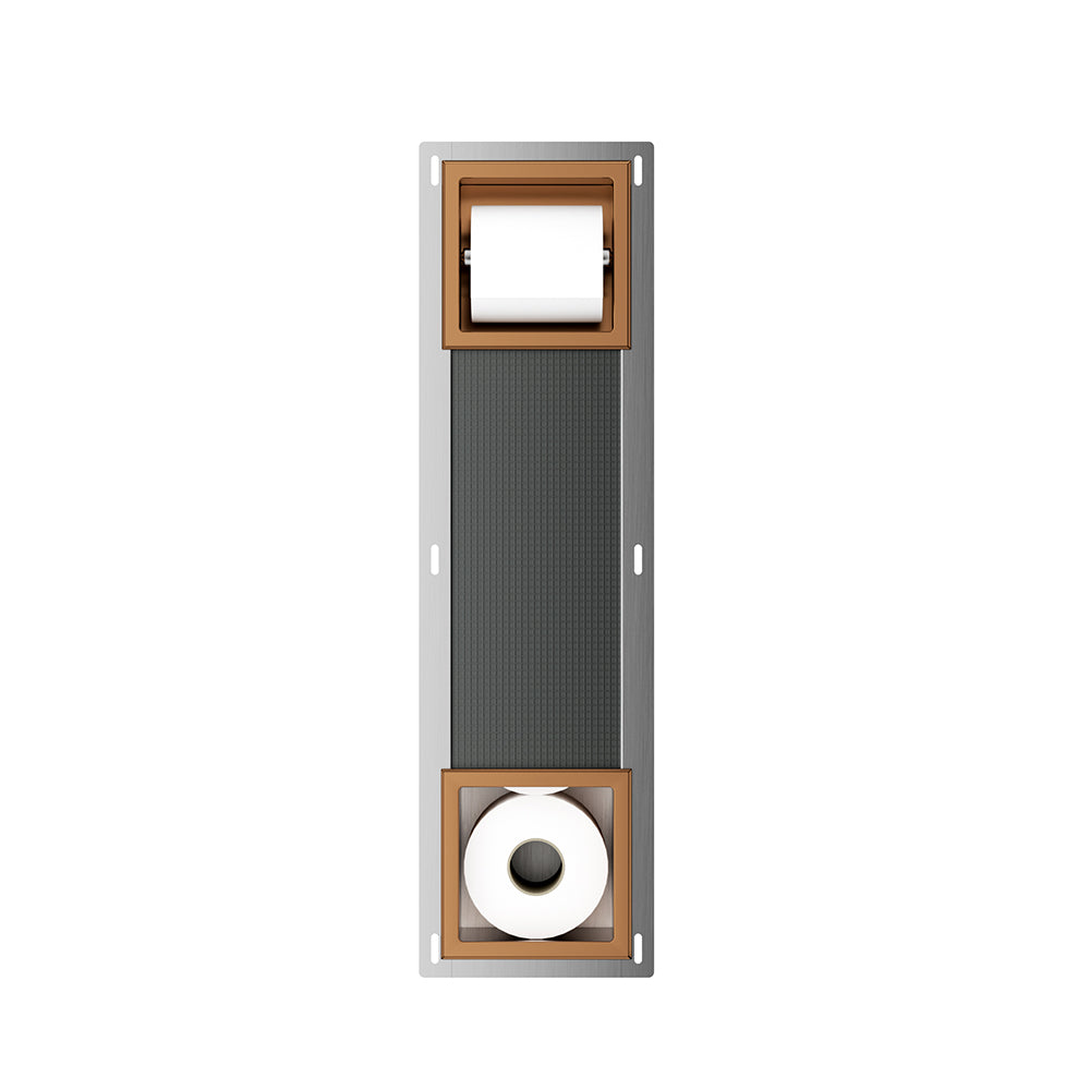 Rocko inbouw toiletrolhouder zonder klep en reserverolhouder geborsteld brons koper - productfoto 2