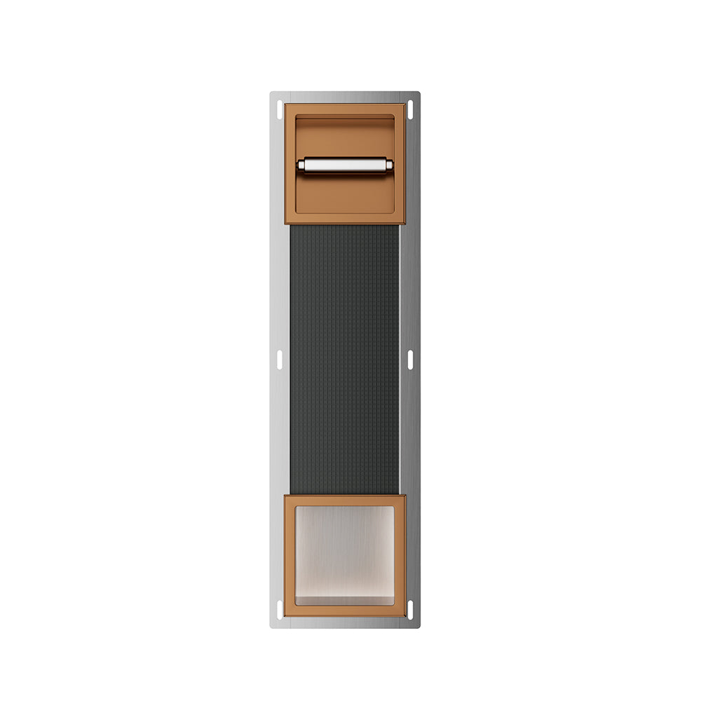 Rocko inbouw toiletrolhouder zonder klep en reserverolhouder geborsteld brons koper