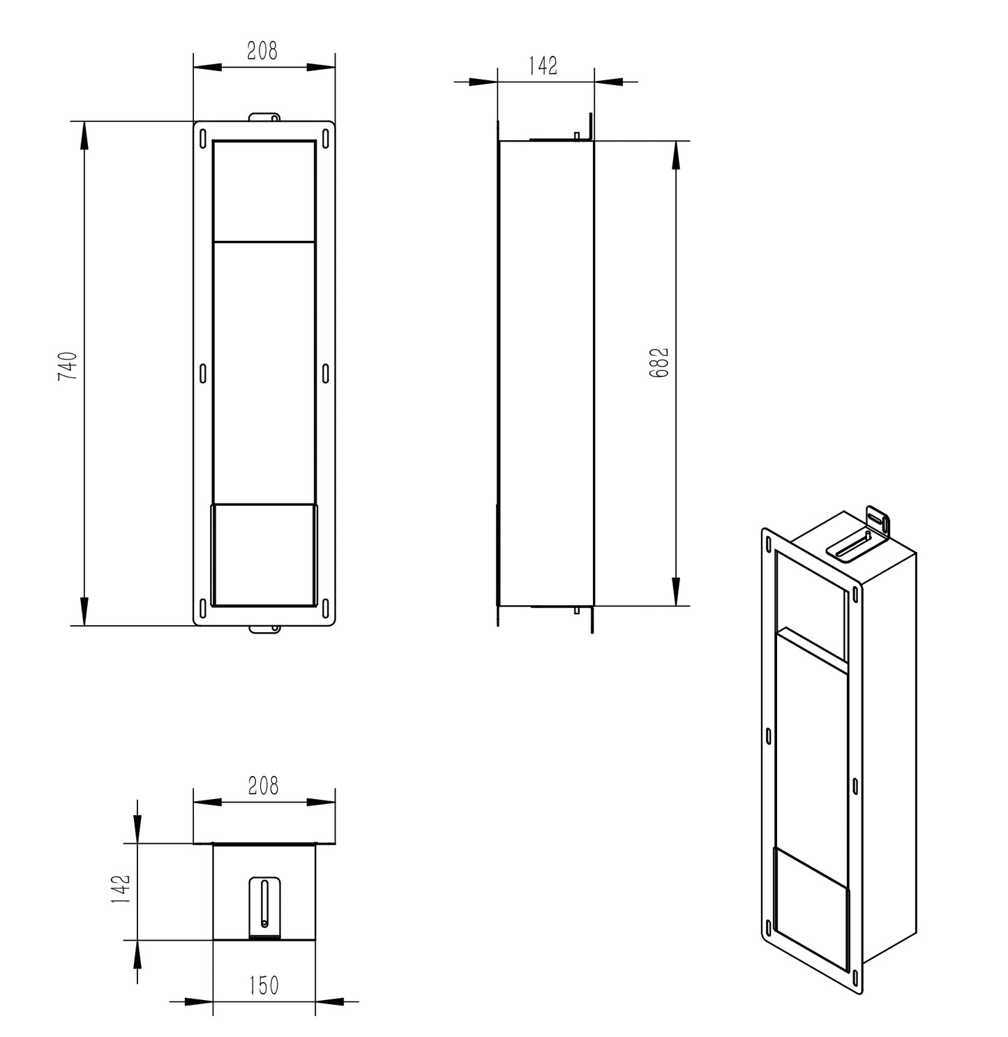Wiesbaden inbouw-toiletrolhouder + reserve-rollen | RVS - WDtegels