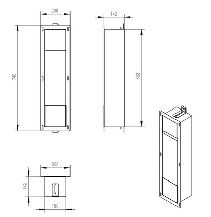 Wiesbaden inbouw-toiletrolhouder + reserve-rollen | RVS - WDtegels