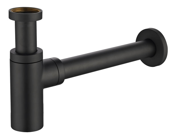 Wiesbaden Star luxury siphon 1 1/4 + wall pipe + rosette matt black