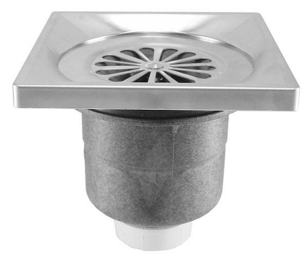 Riko Luxe doucheput met onderuitlaat | 14x14cm | RVS