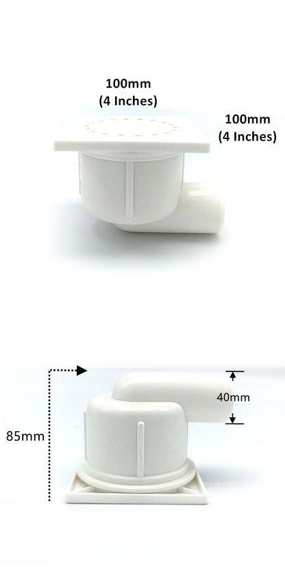 Desagüe de ducha con salida lateral plástico 10 x 10 cm acero inoxidable