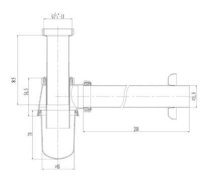 Sifón de copa Wiesbaden 5/4x32 cromado