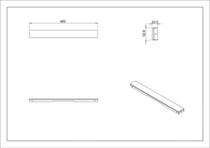 Wiesbaden Glasrooster zwart tbv 50x7 RVS douchegoot