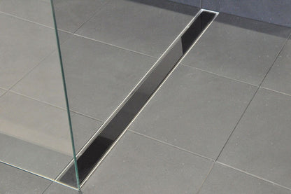 Glasrooster voor douchegoot 60 x 7 cm glanzend zwart - WDtegels