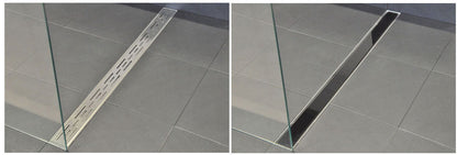 Glasrooster voor douchegoot 70 x 7 cm glanzend zwart - WDtegels