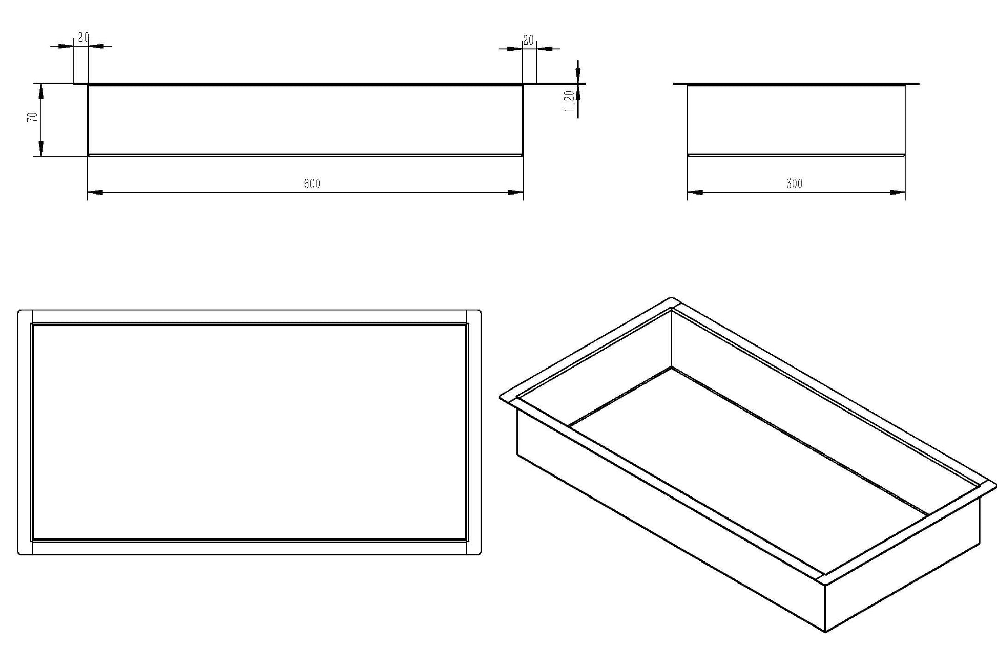 Wiesbaden Inbouwnis douche | 30x60x7cm | RVS geborsteld staal - WDtegels