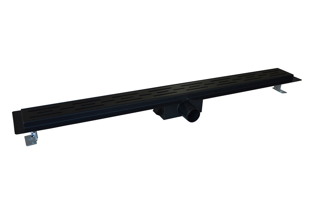 Wiesbaden ZWARTE douchegoot 40mm aansl. +flens 100x7 - WDtegels