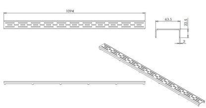 Wiesbaden Los standaard rooster tbv 3e gen douchegoot 110cm - WDtegels