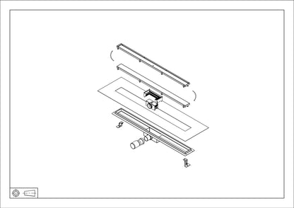 Douchegoot met flens en tegelrooster | 80x7cm | Geborsteld messing PVD - WDtegels