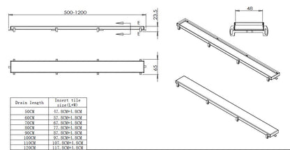 Wiesbaden RVS douchegoot+flens met tegelrooster | 100x7cm - WDtegels