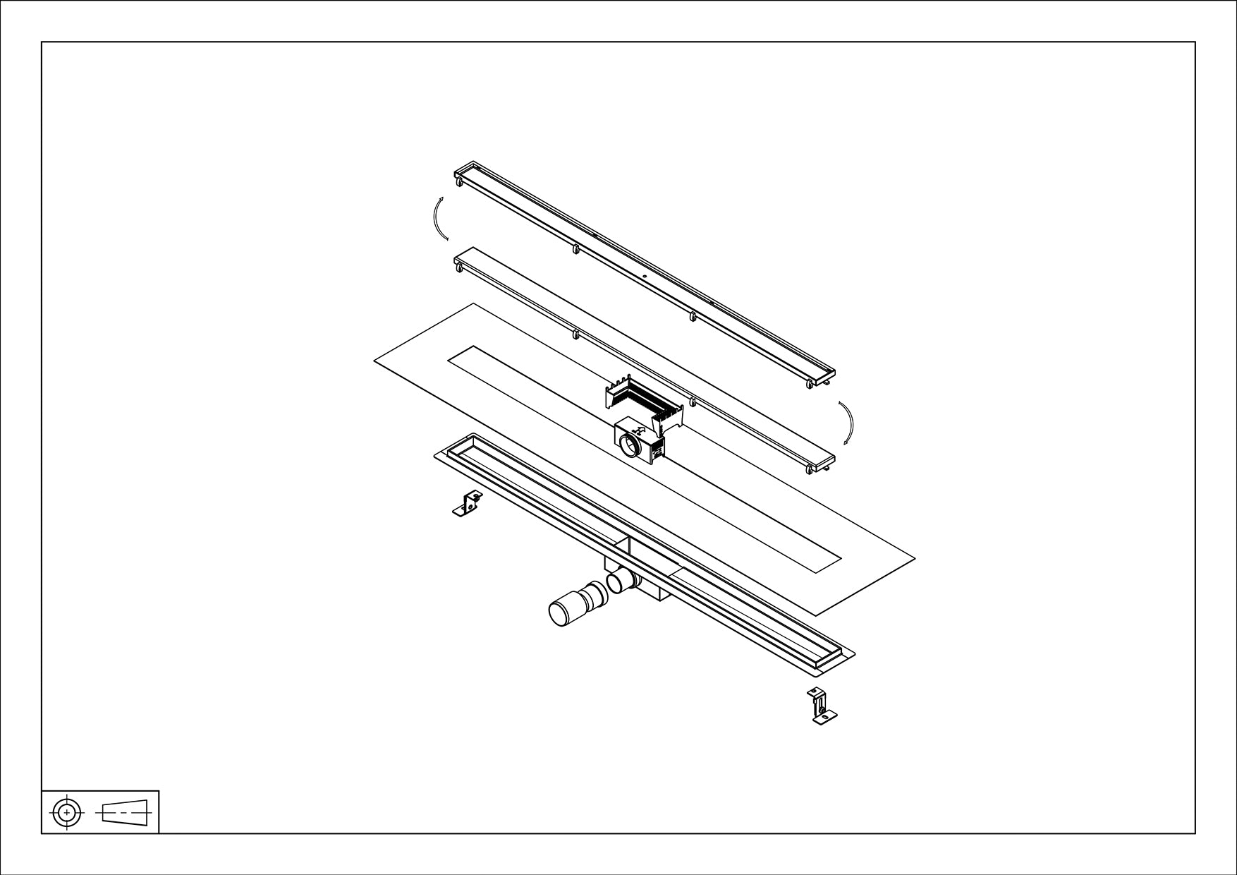 Wiesbaden RVS douchegoot+flens met tegelrooster | 120x7cm - WDtegels