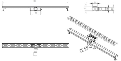 Wiesbaden Eco RVS douchegoot | 100x7cm - WDtegels