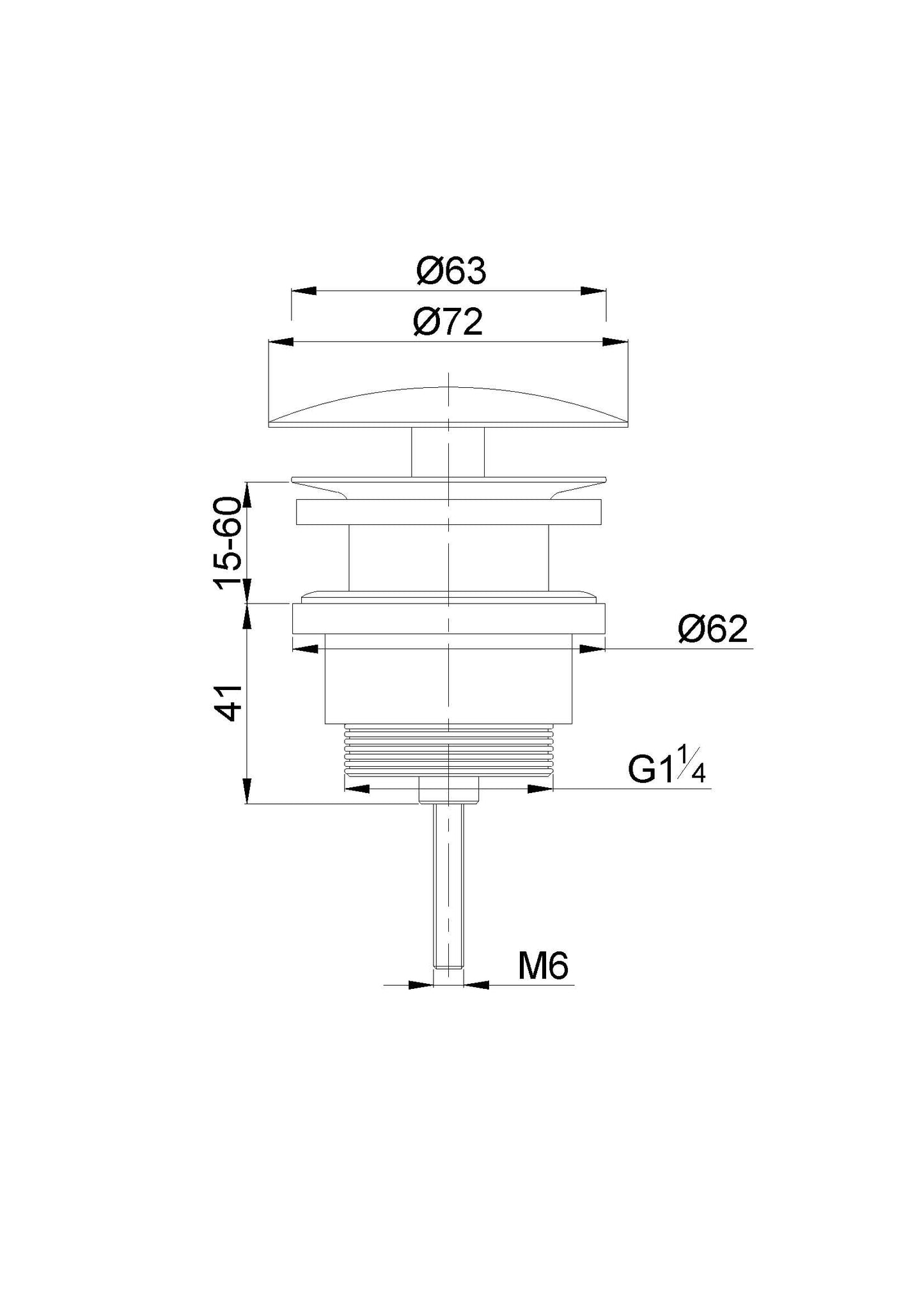 Wiesbaden luxe vaste Waste niet afsl.baar 5/4''chr.