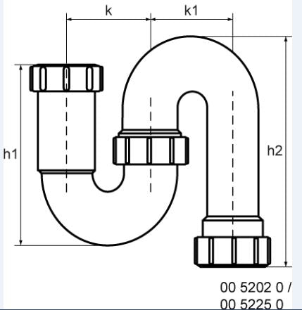 Lijntekening McAlpine 5225 S-sifon klem 40x40