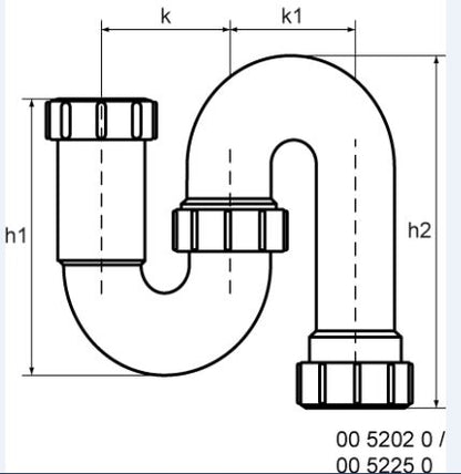 Lijntekening McAlpine 5225 S-sifon klem 40x40
