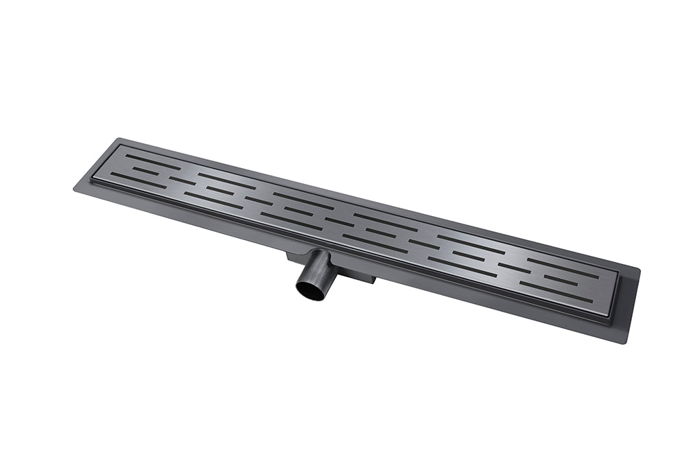 Douchegoot met flens en rooster 90 x 7 cm gunmetal PVD - WDtegels