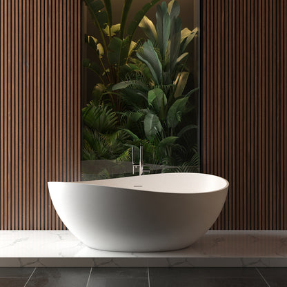 Waive freestanding bathtub 160 x 95 cm solid surface matt white