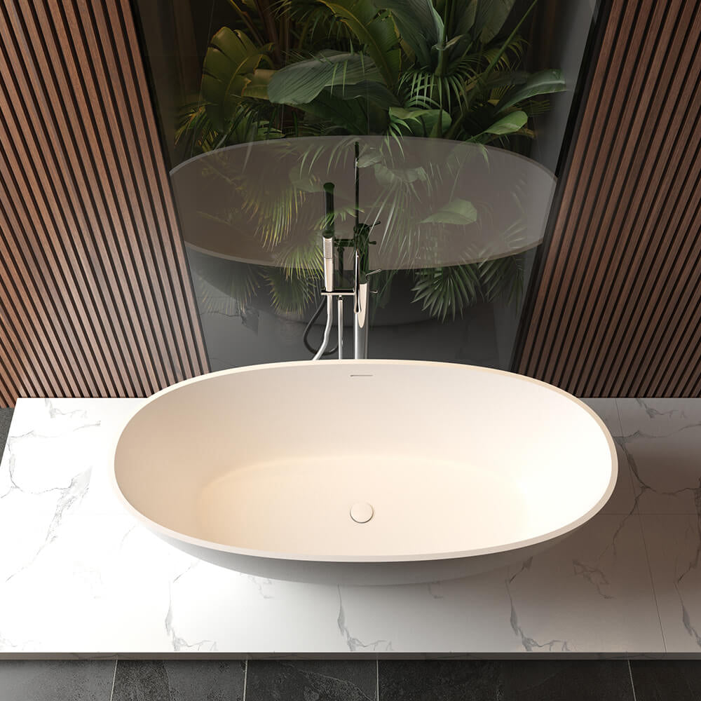 Chiek vrijstaand ligbad 165 x 75 cm solid surface mat wit - WDtegels