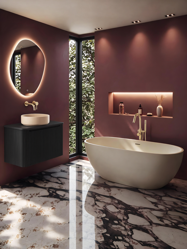 Chiek vrijstaand ligbad | 165x75cm | Solid surface beige