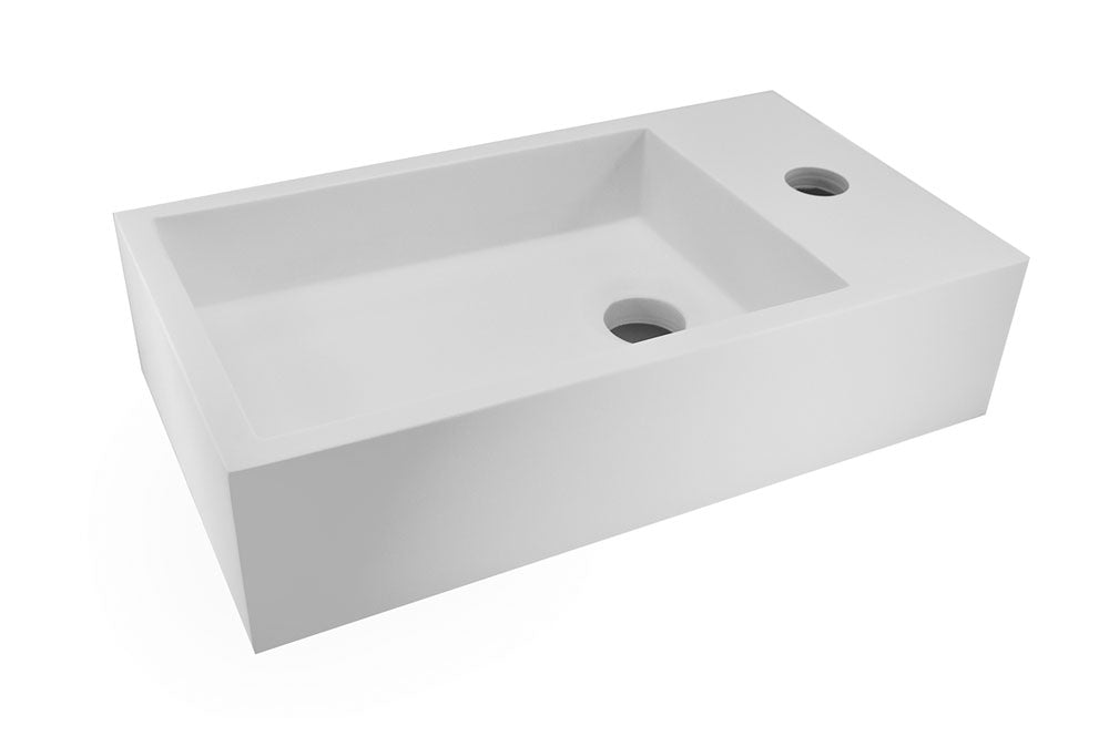Lotte fontein rechts 40 x 22 x 10 cm solid surface mat wit - WDtegels