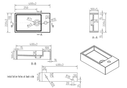 Lotte fontein rechts | 40x22x10cm | Solid surface mat wit - WDtegels