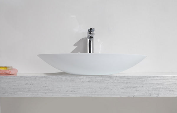 Kim oval washbasin 59 x 35 x 11 cm solid surface matt white