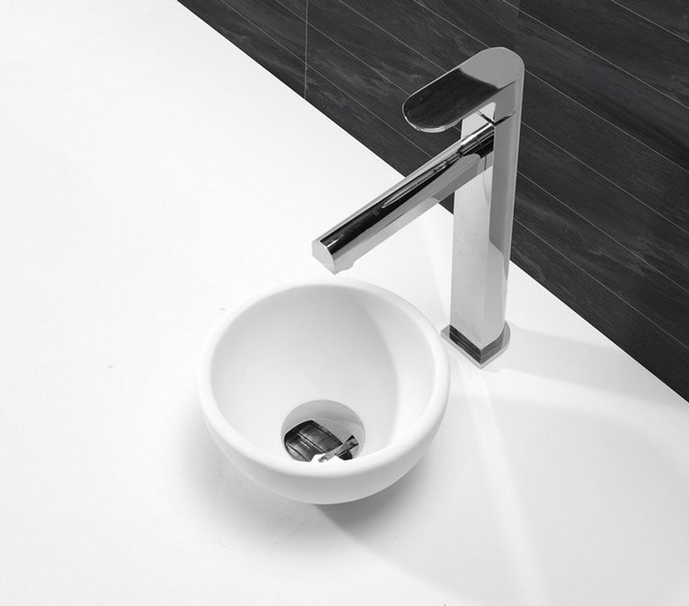 Tessa waskom rond 20 x 11 solid surface mat wit - WDtegels