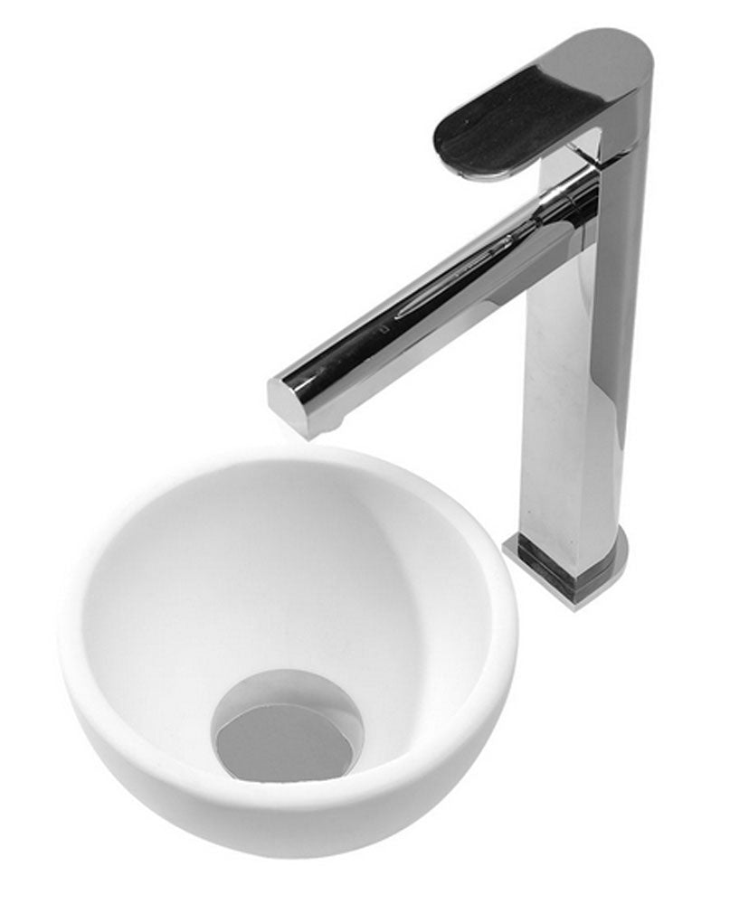 Tessa waskom rond 20 x 11 solid surface mat wit - WDtegels