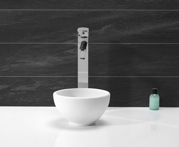 Tessa washbasin round 20 x 11 solid surface matt white