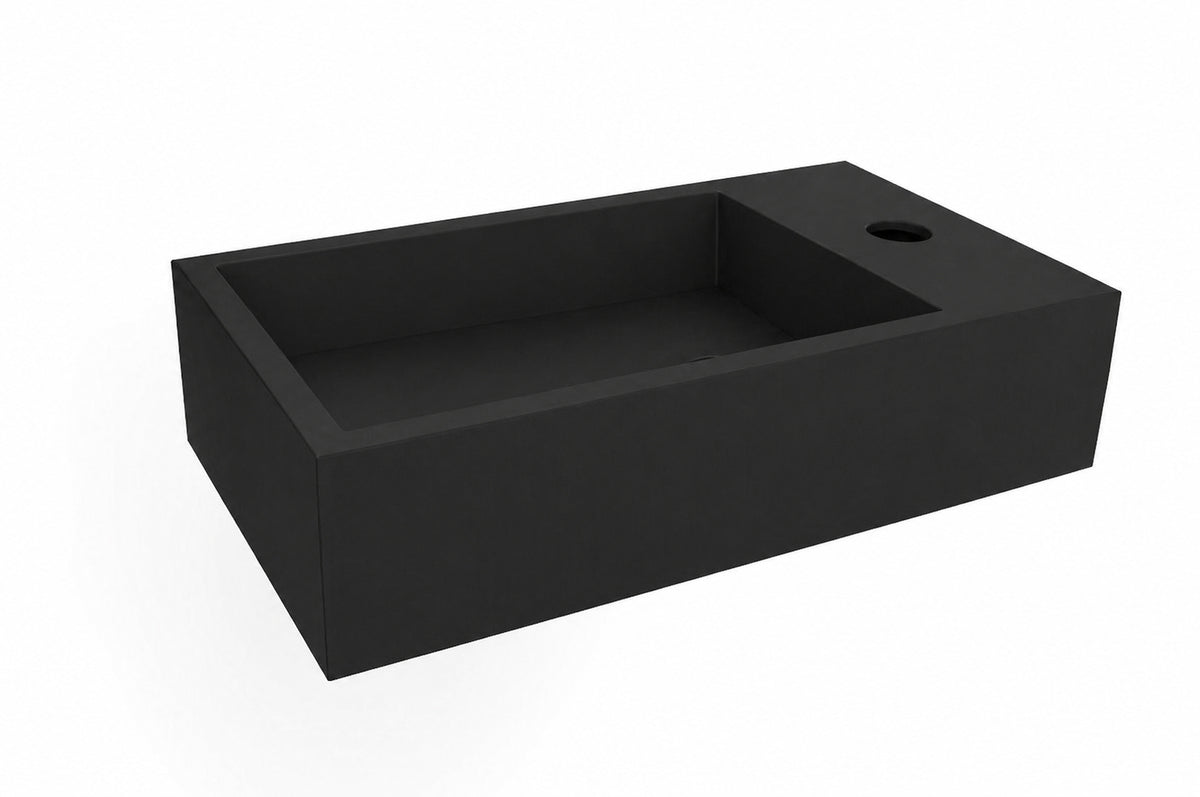Lotte fontein rechts 40 x 22 x 10 cm solid surface mat zwart