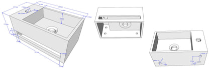 Wiesbaden Julia fontein Solid Surface 35 x 20 x 16 cm betonlook links - WDtegels