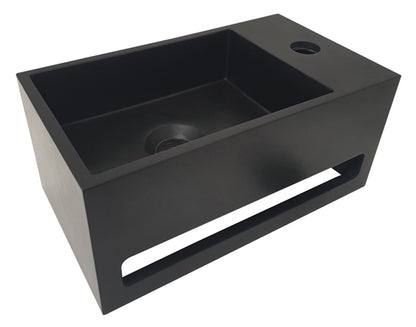 Julia fontein rechts 35 x 20 x 16 cm solid surface mat zwart - WDtegels