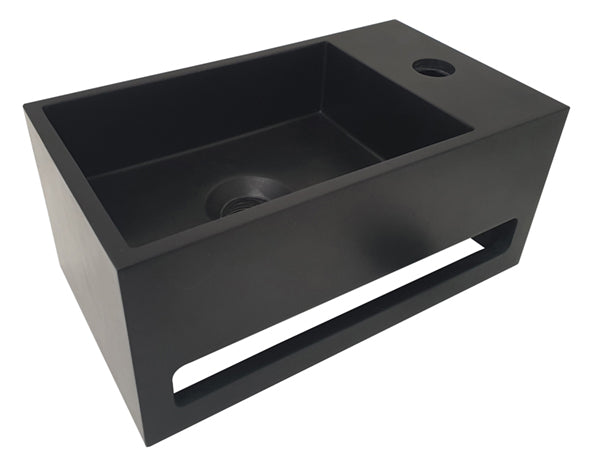 Fuente Julia derecha | 35x20x16cm | Solid surface negro mate