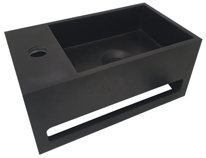 Julia fontein links 35 x 20 x 16 cm solid surface mat zwart - WDtegels