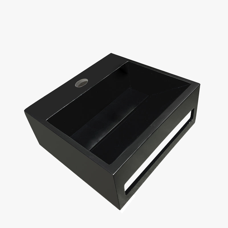 Julia fontein 30 x 28 x 12,5 cm solid surface mat zwart - WDtegels