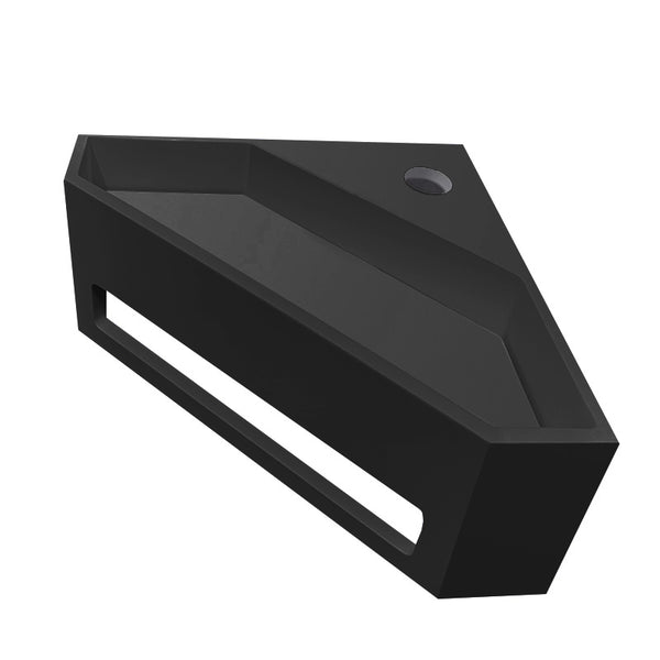 Julia hoekfontein | 35x35x16cm | Solid surface mat zwart