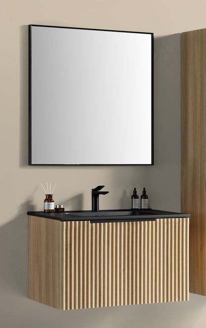 Ribbella badmeubel compleet 100 cm naturel eik/mat zwart