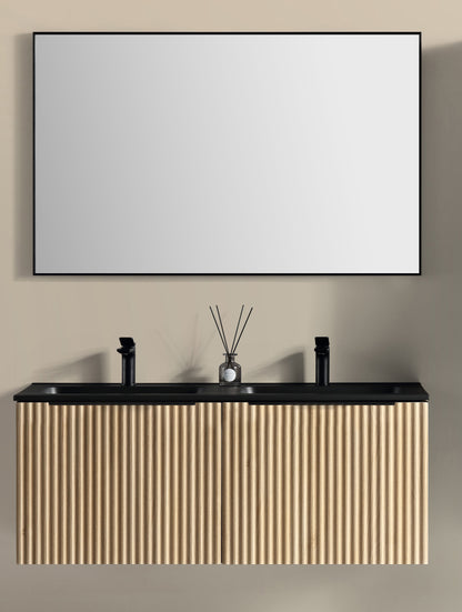 Ribbella badmeubel compleet 120 cm naturel eik/mat zwart - WDtegels