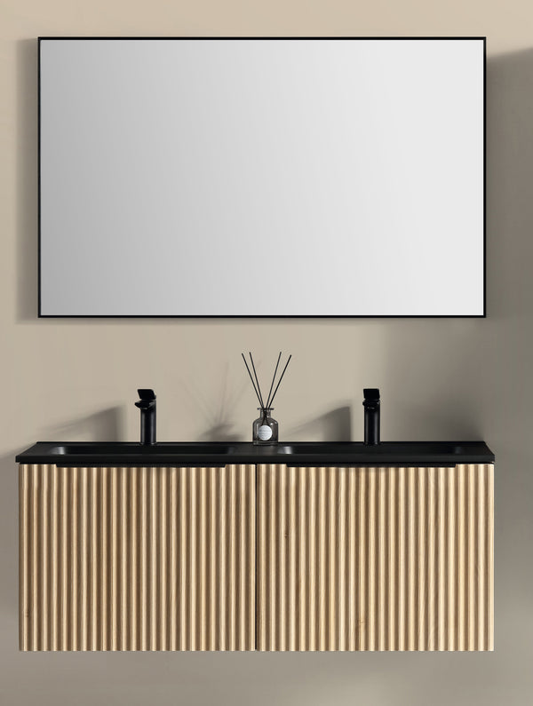 Ribbella badmeubelset 120 cm - naturel eik/mat zwart