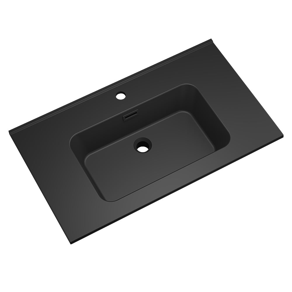 Ribbella wastafel 80 cm kunstmarmer mat zwart - WDtegels