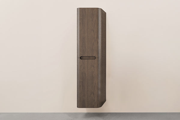 Armario columna Sulora acanalado con esquinas redondeadas | 160x40x35cm | Roble marrón