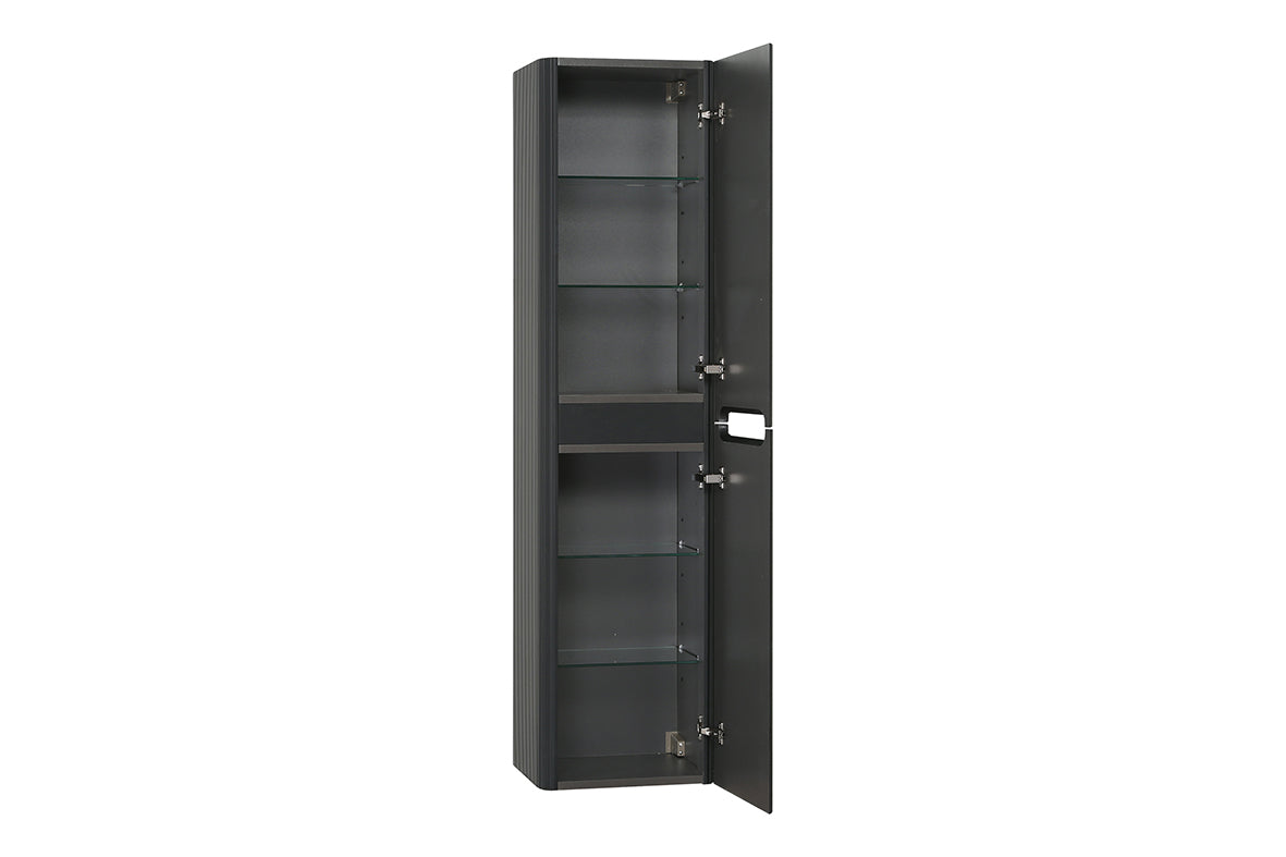 Sulora geribbelde kolomkast 160x40x35cm mat zwart - productfoto