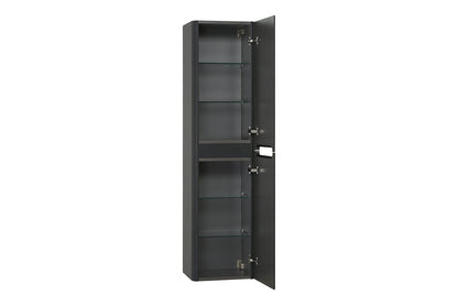 Sulora geribbelde kolomkast 160x40x35cm mat zwart - productfoto