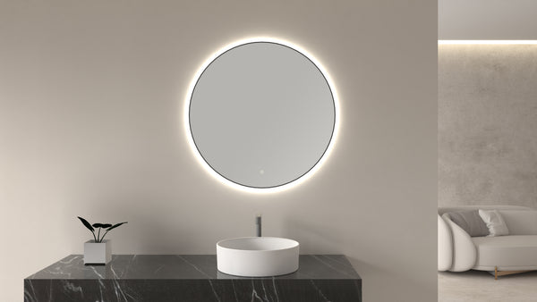 Novi mirror 60 cm round with LED, dimmable matt black