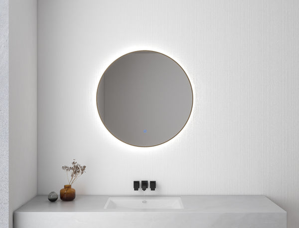Novi round mirror 80 cm with LED, dimmable brushed brass