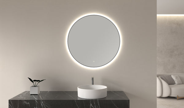 Novi mirror 100 cm round with LED, dimmable matt black