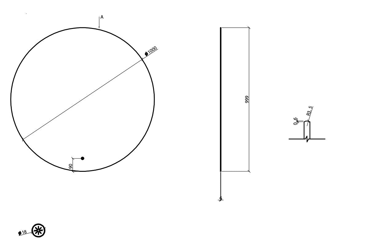 Novi spiegel 100 cm rond met LED, dimbaar mat zwart - WDtegels