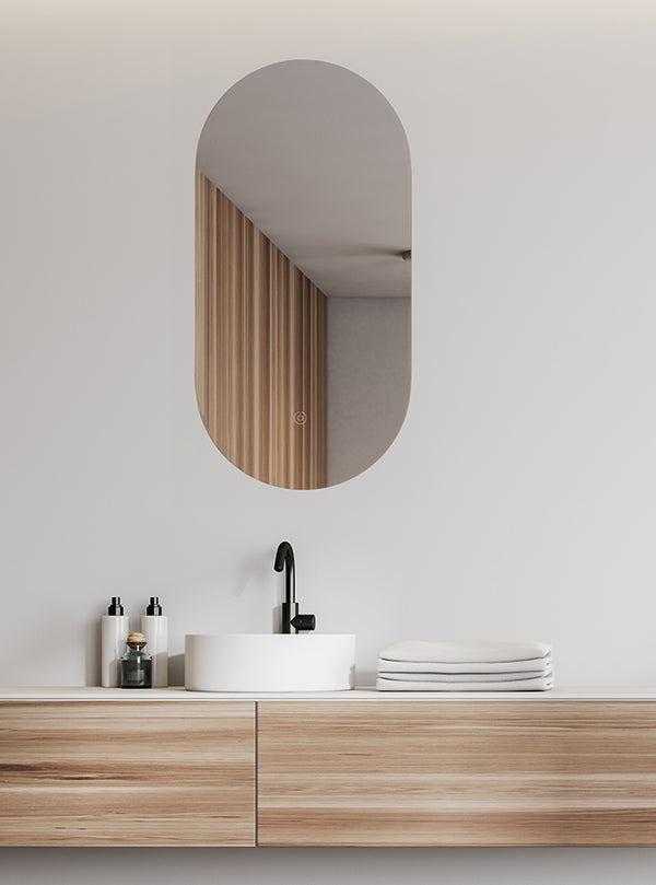 Lumia mirror 50 x 100 cm oval with LED, dimmable and mirror heating
